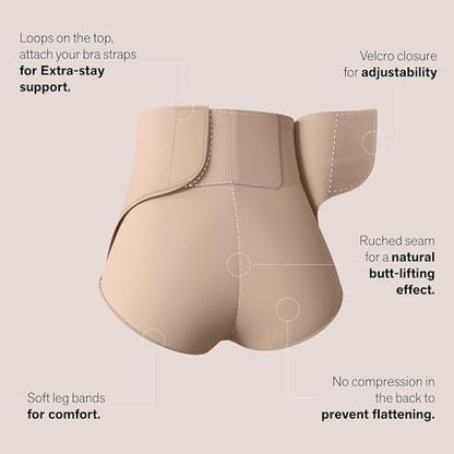 Leonisa BellyFlex Total High-Waist Post-Surgical Compression Underwear, Adjustable Belly Wrap, Tummy Control Shapewear Girdle - color: Beige, size: X-Large