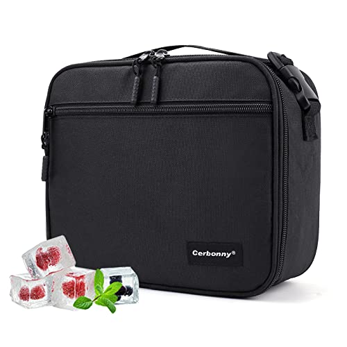 Cerbonny Small Cooler Bag,Freezable Lunch Bag,Built-In Ice Pack,L Size - color: Black