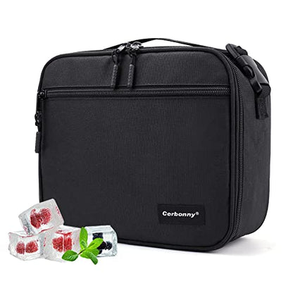 Cerbonny Small Cooler Bag,Freezable Lunch Bag,Built-In Ice Pack,L Size - color: Black
