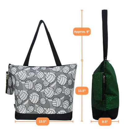 NGIL Medium Canvas Tote Bag with Coin Purse - color: Volleyball-black
