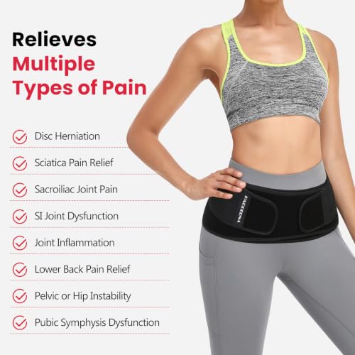 Sacroiliac SI Joint Hip Belt for Women Men - Lower Back Support Brace - size: PLUS (Hip Size 44-55 inch)’