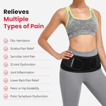 Sacroiliac SI Joint Hip Belt for Women Men - Lower Back Support Brace - size: PLUS (Hip Size 44-55 inch)’