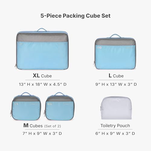 Traveler's Choice Cloverland Packing Cubes, 5-Piece Set, Light Blue - color: Light Blue