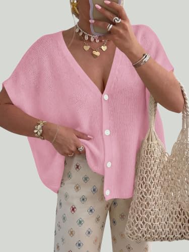 PRETTYGARDEN Womens 2026 Summer Oversized Cardigans Sweaters - color: Pink, size: XX-Large