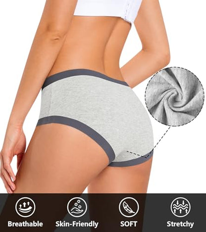 ASIMOON Women's Cotton Underwear Mid Waisted Ladies Panties Soft Breathable Full Coverage Briefs 5 Pack - color: Multicolor, 10pack, size: Small