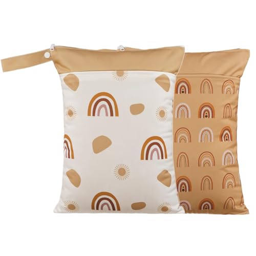 Waterproof Wet Dry Bags with Two Zippered Pockets and Handle - color: Rainbow