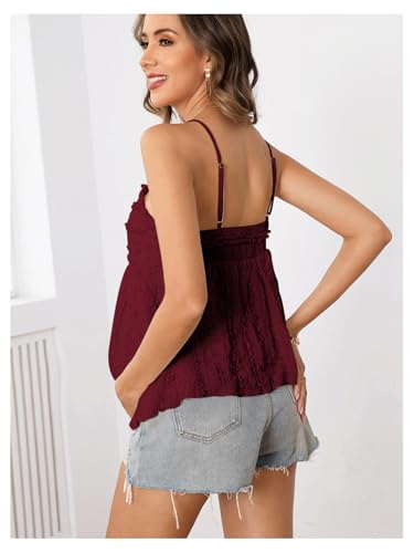 MakeMeChic Women's Maternity Babydoll Tank Tops Peplum Ruffle Cami Top - color: Red, size: X-Large