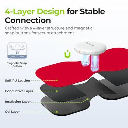 AUVON Wireless TENS Unit Electrode Pads 12 Pcs, 2 Sizes, Latex-Free - color: Red