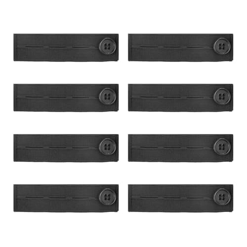8 PCS Elastic Pants Waist Extenders, Adjustable Button Extender for Pants, Waistband Extender for Men and Women, Suitable for Jeans Pants Women and Men Jeans Dress (8 Black) - color: 8 Black
