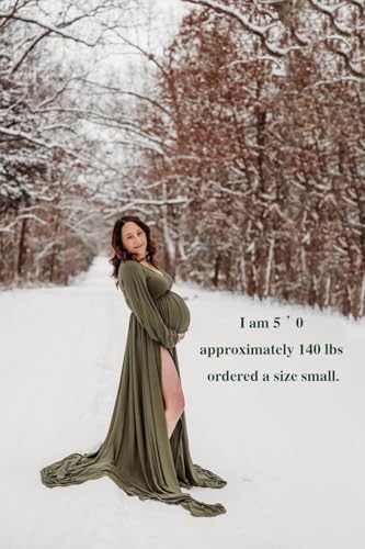Long Sleeve Maternity Dress for Photoshoot Plus Size - color: 8805 Amy Green, size: X-Large