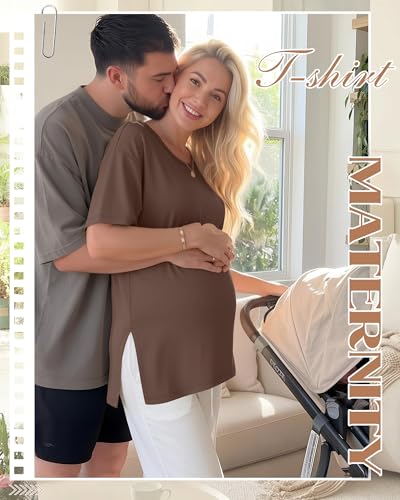 4 Pack Women's Maternity T Shirts - color: Dark Blue, Beige, Coffee, Black, size: Small