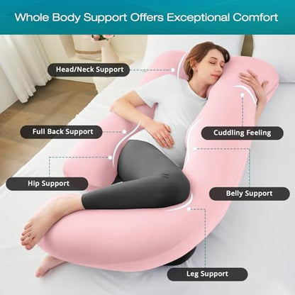 Cooling Pregnancy Pillows for Sleeping, 57'' Full Body Pillow, Light Pink - color: Light Pink, size: 57 Inch