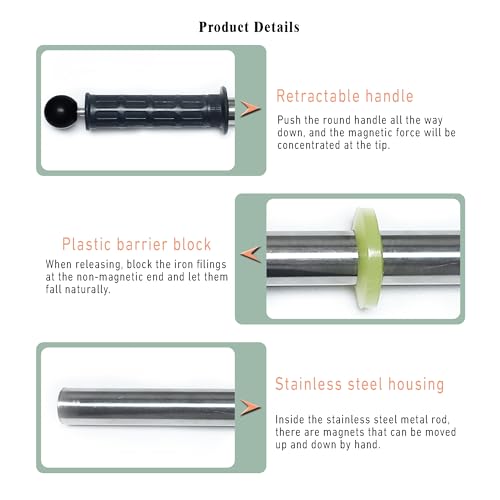Magnetic Pickup Tool, 14.4" Stainless Steel Magnetic Wand