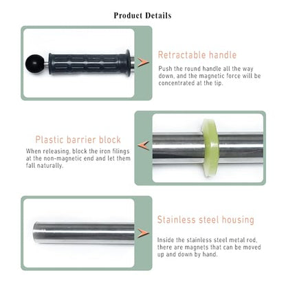 Magnetic Pickup Tool, 14.4" Stainless Steel Magnetic Wand