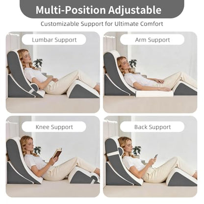 Wedge Pillow Set for After Surgery,White/Dark Grey,4PCS-22 - color: White/Dark Grey, size: 4PCS-22''