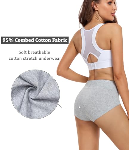 wirarpa Women's Cotton Underwear High Waisted Ladies Panties Full Coverage Briefs 4 Pack (Regular & Plus Size) - color: Black/Heather Gray - Set 5, size: X-Small