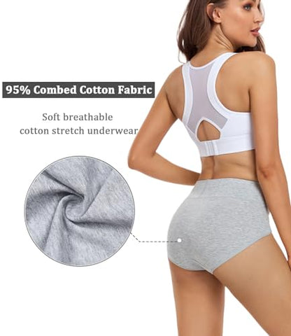 wirarpa Women's Cotton Underwear High Waisted Ladies Panties Full Coverage Briefs 4 Pack (Regular & Plus Size) - color: Black/Heather Gray - Set 5, size: X-Small