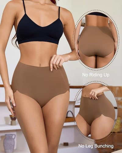 5 Pack Seamless Underwear for Women High Waisted Postpartum Underwear Full Coverage No Show Breathable Stretchy Briefs - color: Multicoloured a, size: XX-Large