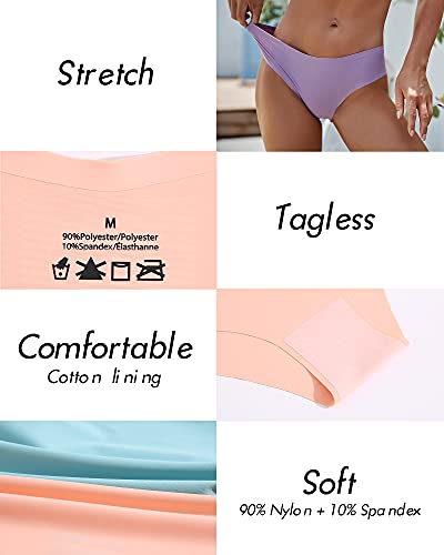 Women’s Seamless Underwear No Show Cheeky Hipster Bikini Panties 9 pack - color: Option a, size: Medium