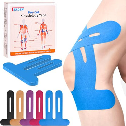 Precut Kinesiology Tape for Knees, 10 Pcs, Blue - color: Blue, size: 10 Pcs