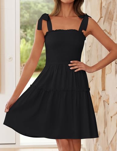 ZESICA Womens Summer Spaghetti Strap Sleeveless Mini Dress - color: Black, size: X-Small