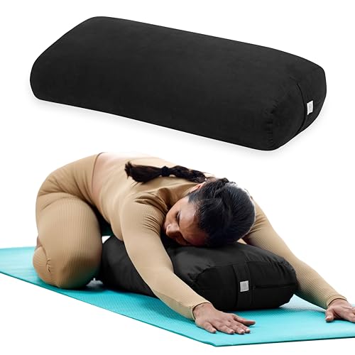 Gaiam Yoga Bolster Pillow, Supportive Cushion for Restorative Yoga - color: Black