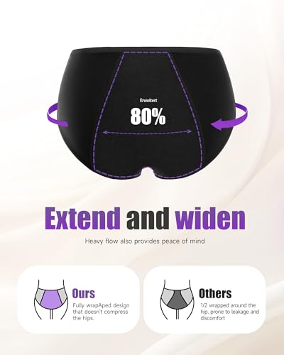 TANSTC Period Underwear for Women Heavy Flow - color: Black, size: Large