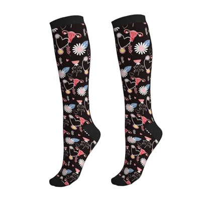 Crazy Fun Compression Socks, Unisex Knee High Support Socks - color: Happy Uteru