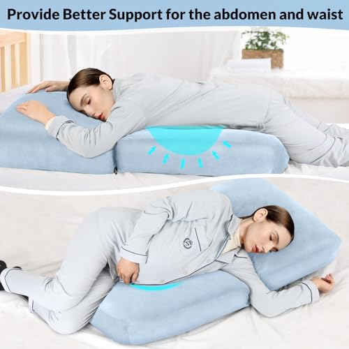 Pregnancy Belly Pillow for Sleeping, Full Body Pregnancy Massage Pillow - color: Blue