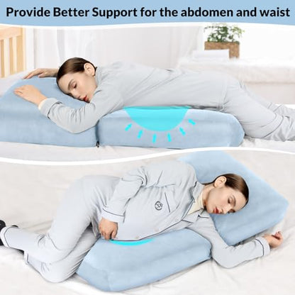 Pregnancy Belly Pillow for Sleeping, Full Body Pregnancy Massage Pillow - color: Blue