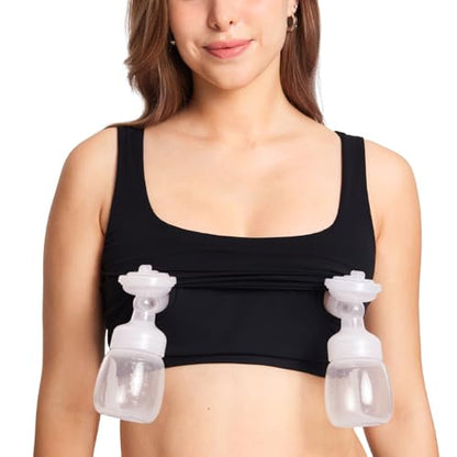 MOMANDA Longline Square Neck Pumping Bras - color: Black, size: Medium
