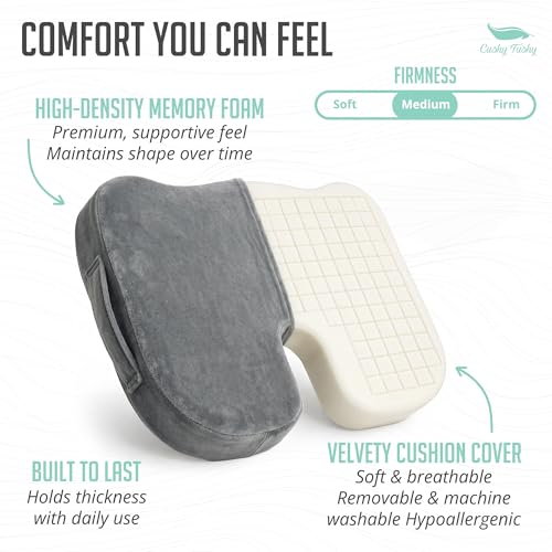 Cushy Tushy Premium Customizeable Seat Cushion, Gray - color: Grey, size: Customizable