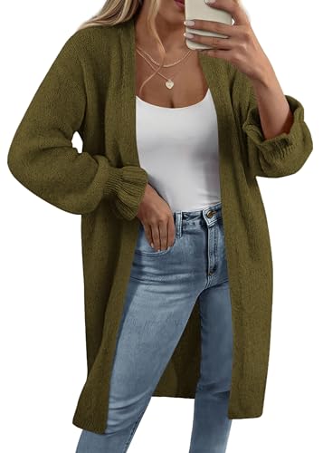 KIRUNDO Long Cardigans for Women Oversized Open Front Coats - color: Army Green, size: Medium