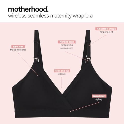 Motherhood Maternity Womens Seamless Wrap Triangle Nursing Bra - color: Black, size: Large