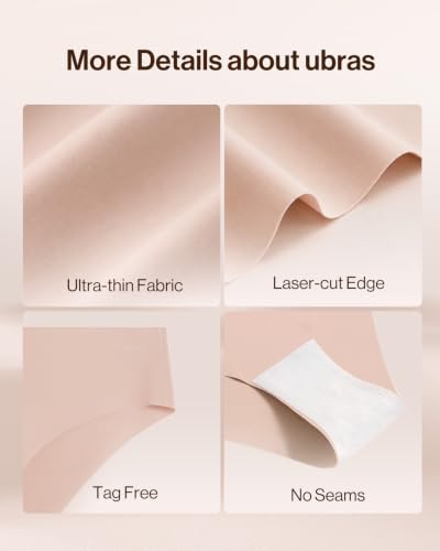 Ubras Seamless Underwear For Women, Bikini Underwear No Show Hipster Pack - color: Black + Nude (3 Pack), size: Medium