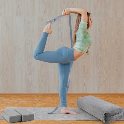 4 Pcs Yoga Bolster Pillow Blocks with Strap Set - color: Gray