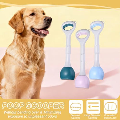 Poop Scooper, 19.3" Long Handle Dog Poop Scooper, Blue - color: Blue, size: 19.3