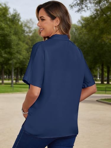 Maternity Shirts Button Down Work Business - color: Navy, size: X-Large