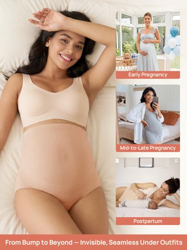 Summer Mae Maternity Underwear 76% Rayon Made from Bamboo Soft Breathable - color: Black,skin,purple-3 Pc, size: Medium