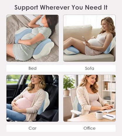 DONAMA Memory Foam Pregnancy Pillow for Sleeping, Cooling Maternity Pillow - color: Blue White