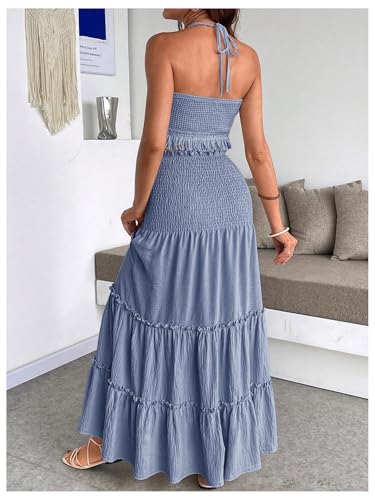 OYOANGLE Women's Maternity 2 Piece Skirt Set Outfits - color: Blue, size: Small
