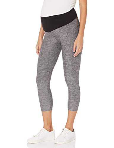 HUE Womens Under Belly Soft Knit Maternity Capri LeggingLeggings Pants - color: Black Space Dye, size: Small