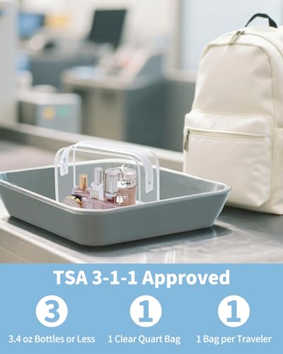 WANDF TSA Approved Toiletry Bag, 2 Pack Clear Makeup Bag - color: White, size: Pack of 2