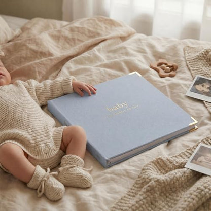 Keepsake Baby Memory Book for Boys and Girls - Timeless First 5 Year Book - color: Light Blue