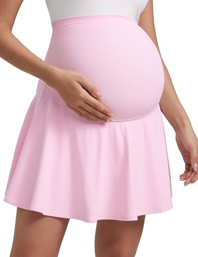 CRZ YOGA Maternity Flowy Tennis Skirts - color: Pink Peony, size: Medium