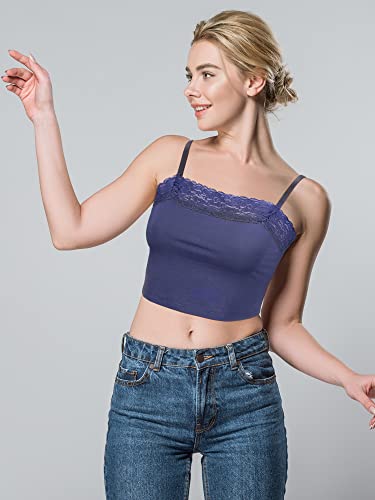 Bencailor 4 Pcs Lace Cami Top - color: Gray, Wine Red, Navy Blue, Black, size: Small