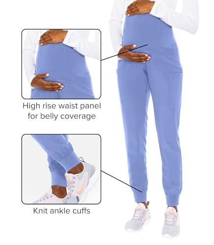 Med Couture Touch Maternity Jogger Scrub Pants for Women with 4 Pockets - color: Ciel, size: X-Small Petite