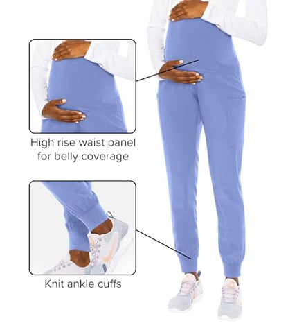 Med Couture Touch Maternity Jogger Scrub Pants for Women with 4 Pockets - color: Ciel, size: Small