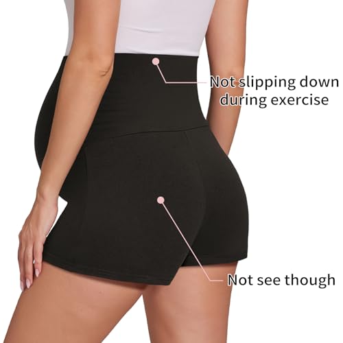 Peauty Over Belly Maternity Lounge Shorts, Buttery Soft Pajama Bottoms - color: Black, size: Medium