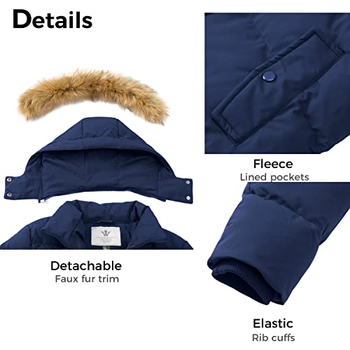 WenVen Women's Winter Thickened Long Puffer Coat Warm Parka Jacket - color: Blue, size: X-Large
